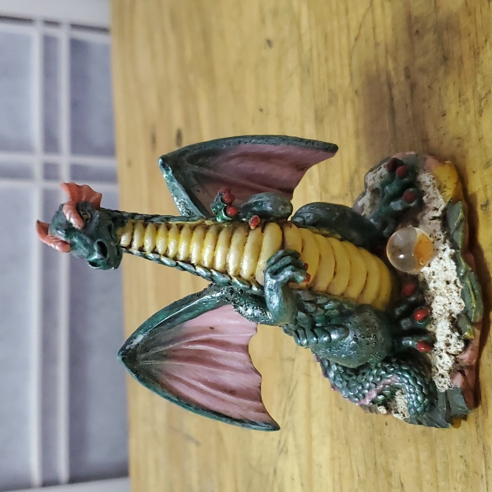 Summit Collection Excalibur Dragon with Crystal Ball Resin